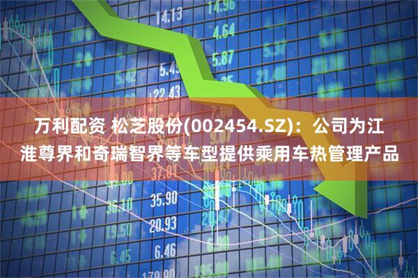 万利配资 松芝股份(002454.SZ)：公司为江淮尊界和奇瑞智界等车型提供乘用车热管理产品